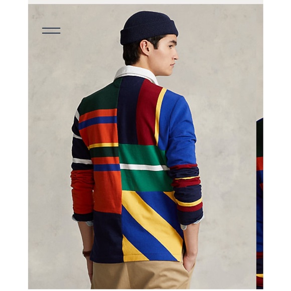 NWT POLO Ralph Lauren Classic Fit Patchwork Rugby Shirt - Picture 4 of 10